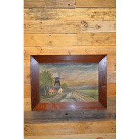 thumb-Retro landschapsschilderij met molen-1