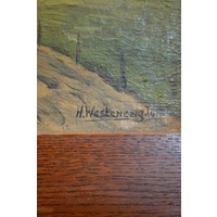 thumb-Retro landschapsschilderij met molen-5