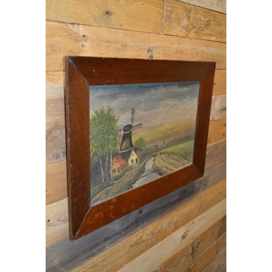 Retro landschapsschilderij met molen-6