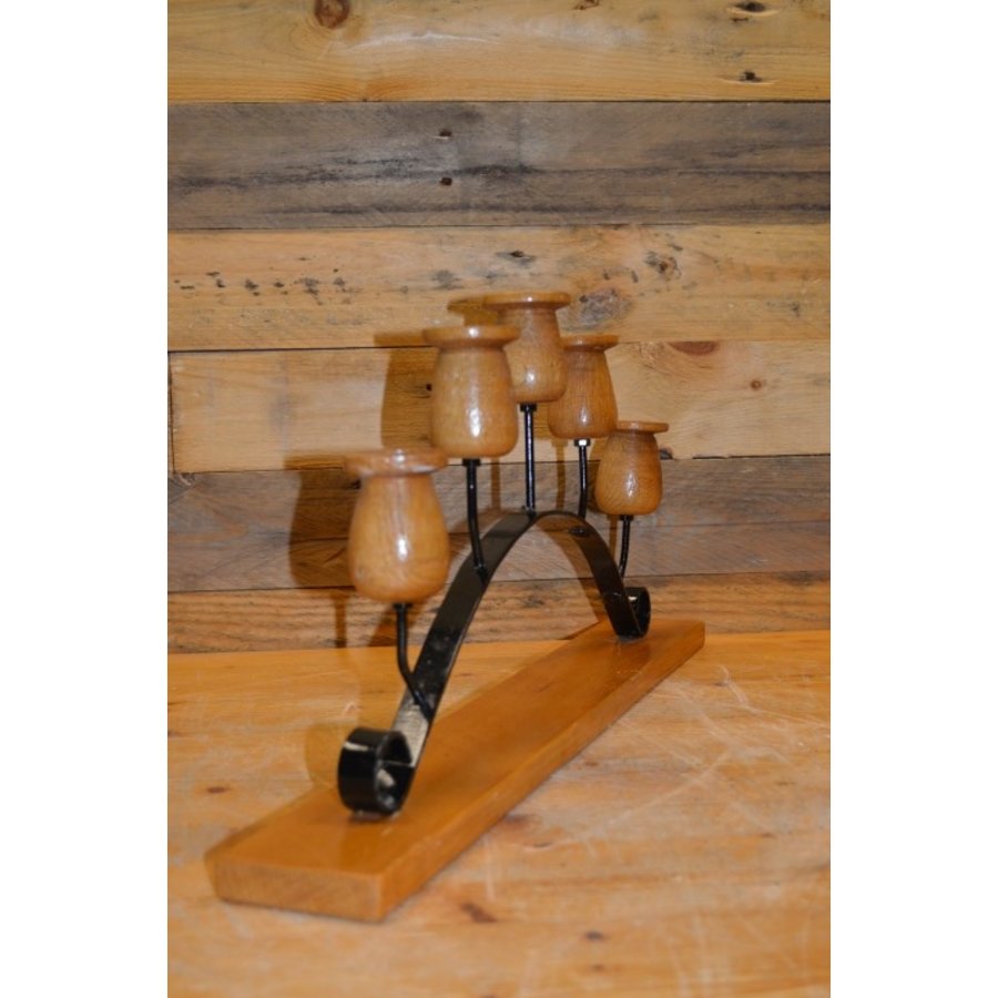 Kandelaar hout en metaal-2