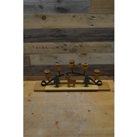 thumb-Kandelaar hout en metaal met losse versiering-1