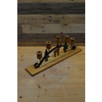 thumb-Kandelaar hout en metaal met losse versiering-4