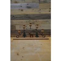 thumb-Decoratieve kandelaar van metaal en hout met figuurtjes en vijf houders-2