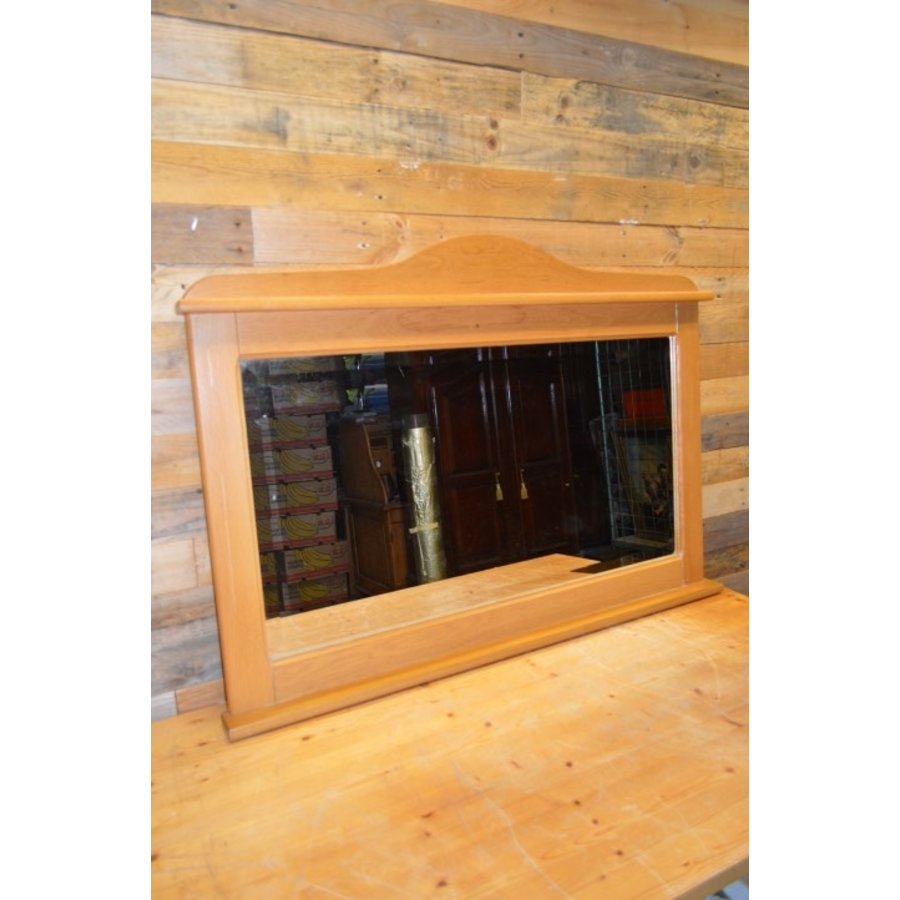 Moderne spiegel met facetglas in massief eiken lijst-1