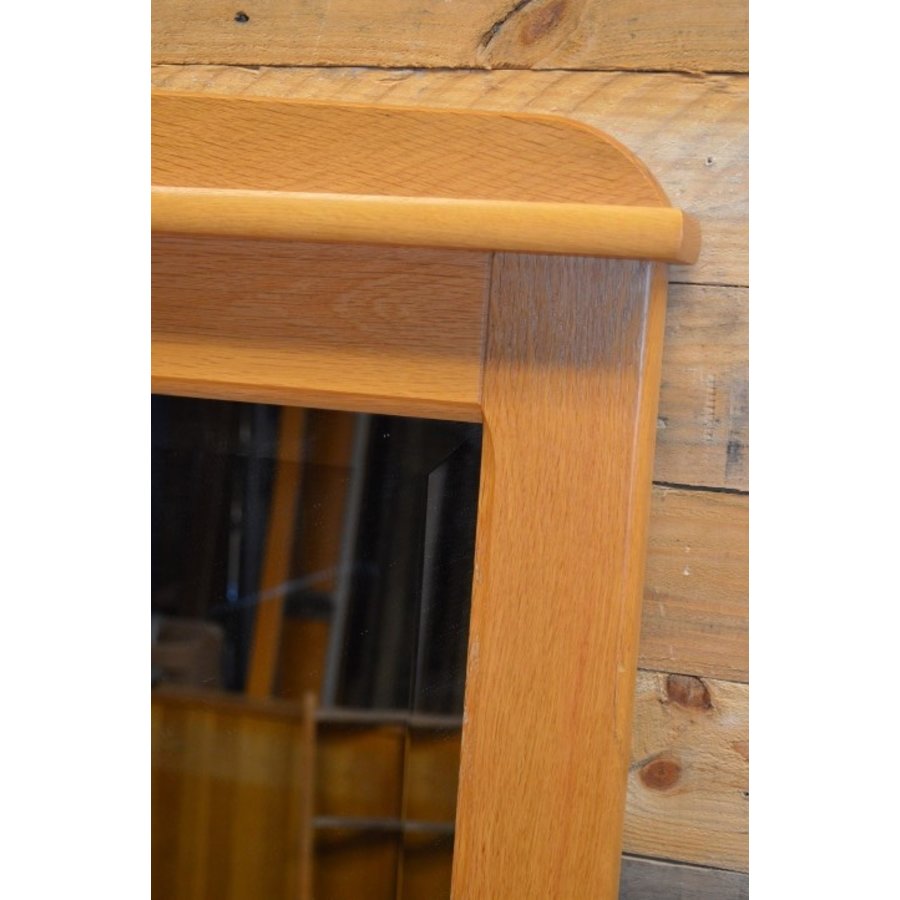 Moderne spiegel met facetglas in massief eiken lijst-2