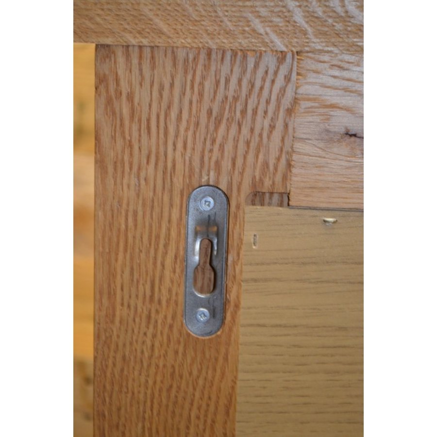 Moderne spiegel met facetglas in massief eiken lijst-5
