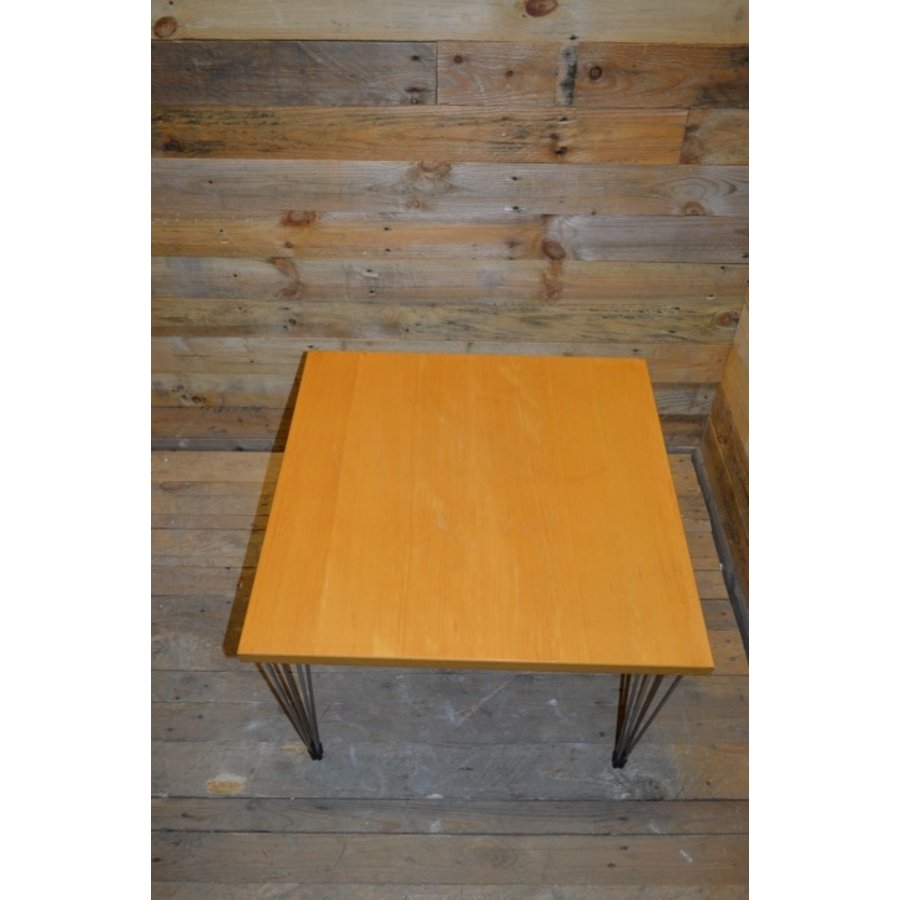 Vierkante Fritz Hansen Span-poottafel in beuken fineer door Arne Jacobsen-2