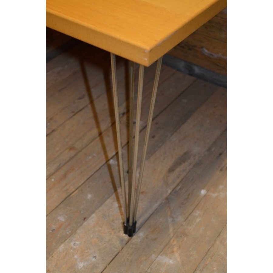 Vierkante Fritz Hansen Span-poottafel in beuken fineer door Arne Jacobsen-4