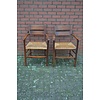 LoodsVol, Tweedehands Set van 2 oude eiken armstoelen met biezen zitting