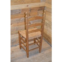thumb-Oud houten keukenstoeltje met biezen zitting-3