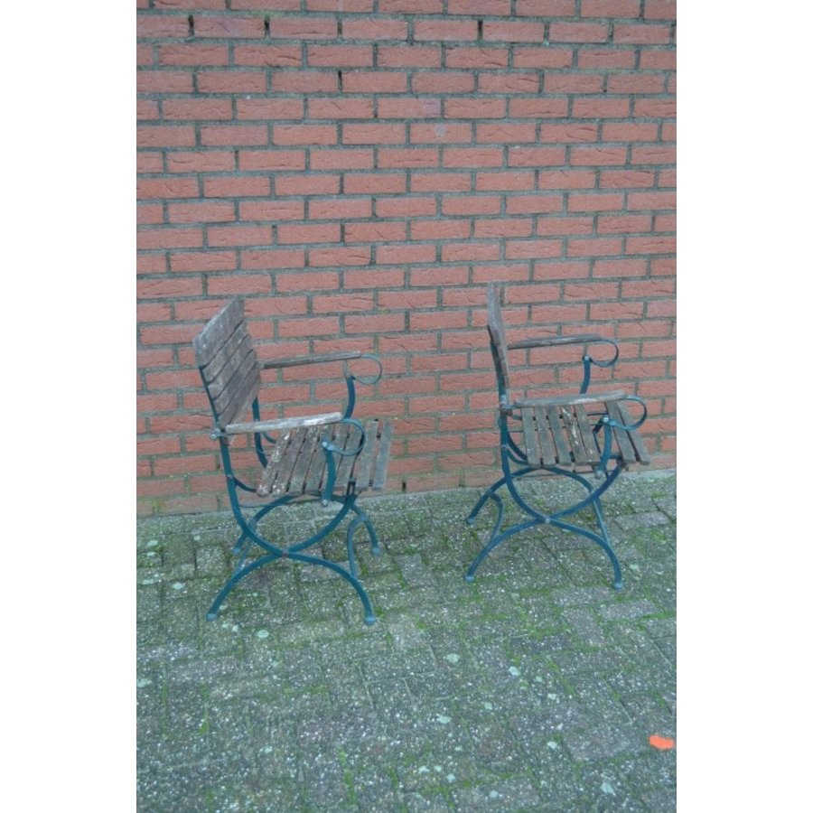 Ouderwetse metalen tuinstoelen set van 2-3
