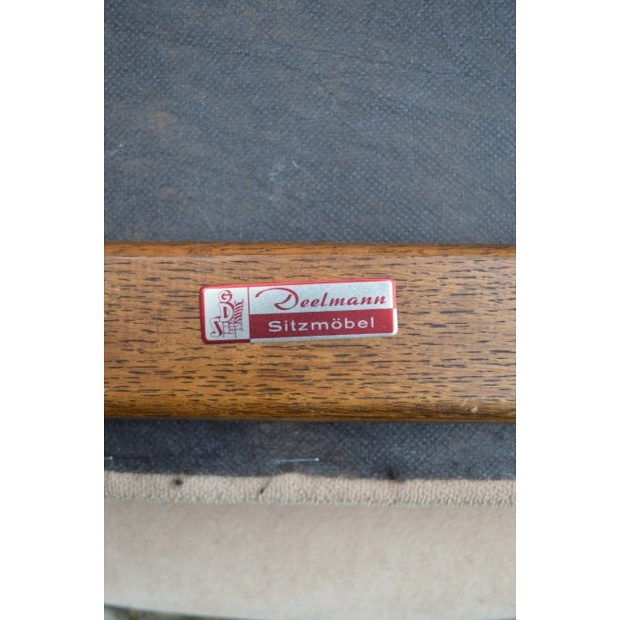 Eiken stoelen met crème zitting set van 4-4