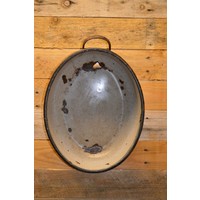 thumb-Geëmailleerde metalen pan ovaal model zwart-2