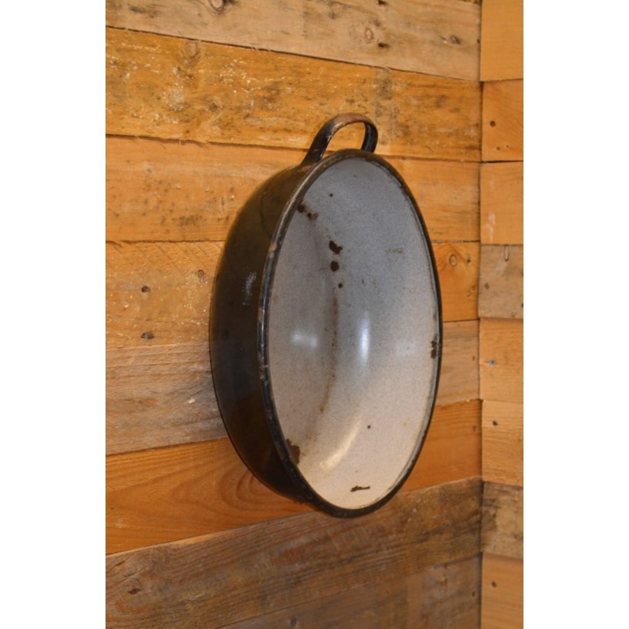 Oude geëmailleerde metalen pan decoratie-2