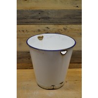 thumb-Emaille witte emmer met blauwe bies-4