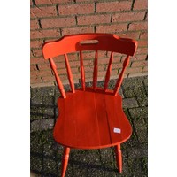 thumb-Houten keukenstoel rood geschilderd opknapper-2