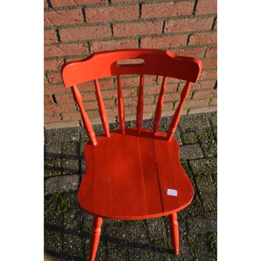 Houten keukenstoel rood geschilderd opknapper-2