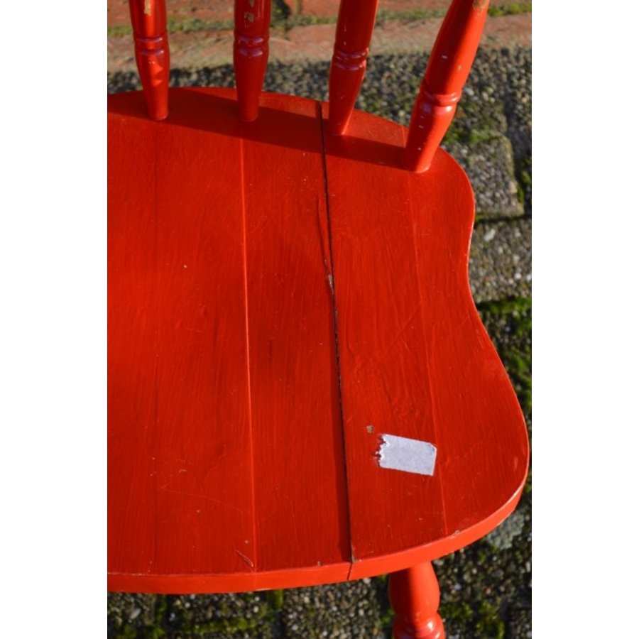 Houten keukenstoel rood geschilderd opknapper-3
