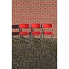 LoodsVol, Tweedehands 3 stoelen stapelbaar metalen frame  met rode bekleding