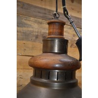 thumb-Industriële hanglamp van hout en metaal-4