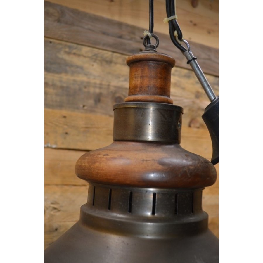 Industriële hanglamp van hout en metaal-4
