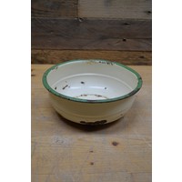 thumb-Crème emaille schaaltje met groene rand-1