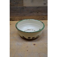 thumb-Crème emaille schaaltje met groene rand-2