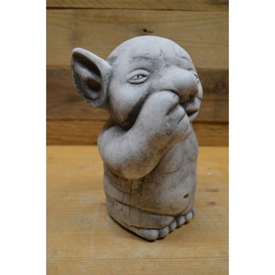 Betonnen trol beeldje – neuspeuterend en grappig – decoratie voor binnen of buiten-1