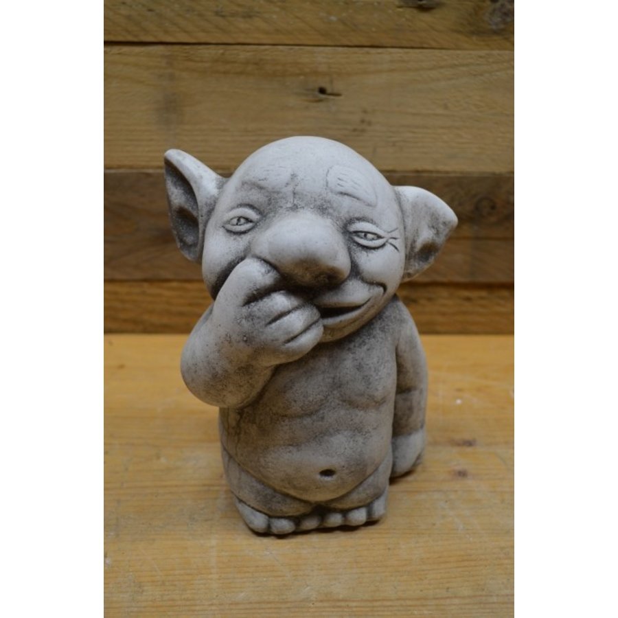 Betonnen trol beeldje – neuspeuterend en grappig – decoratie voor binnen of buiten-2