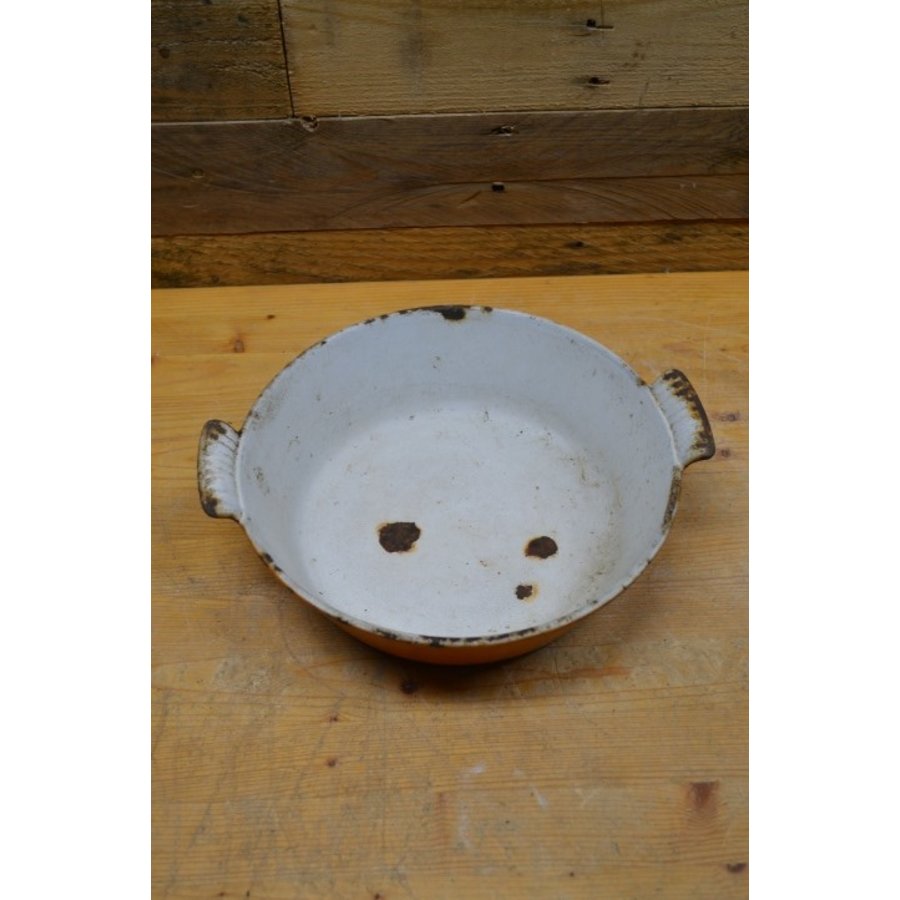 Vintage emaille gietijzeren pan zonder deksel-2