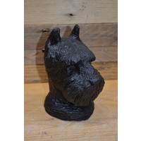 thumb-Betonnen hondenkop van een Schnauzer – zwart beeldje voor binnen of buiten-2