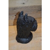thumb-Betonnen hondenkop van een Schnauzer – zwart beeldje voor binnen of buiten-3