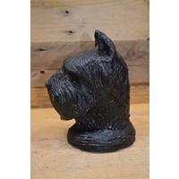 thumb-Betonnen hondenkop van een Schnauzer – zwart beeldje voor binnen of buiten-4