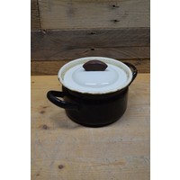 thumb-Retro zwart wit emaille pannetje-1