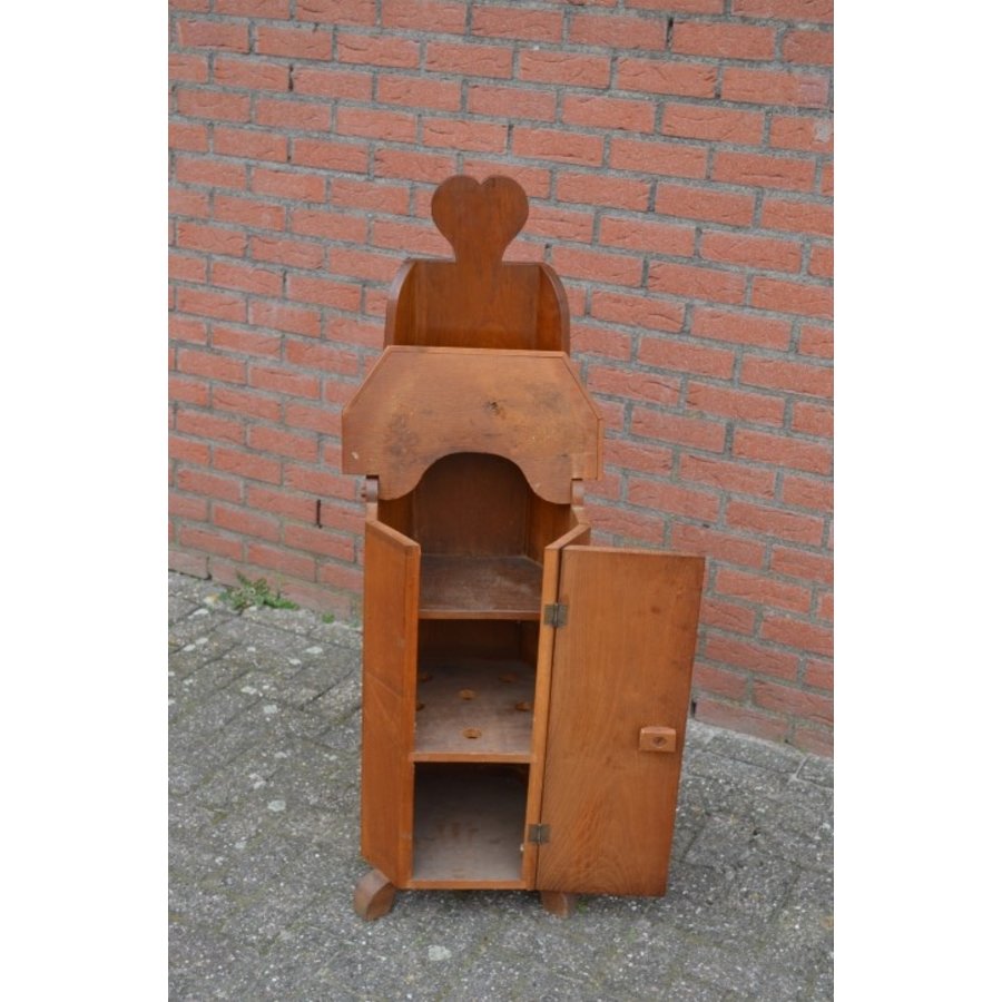 Antieke massief eiken kinderstoel met opbergruimte-2