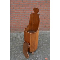 thumb-Antieke massief eiken kinderstoel met opbergruimte-4