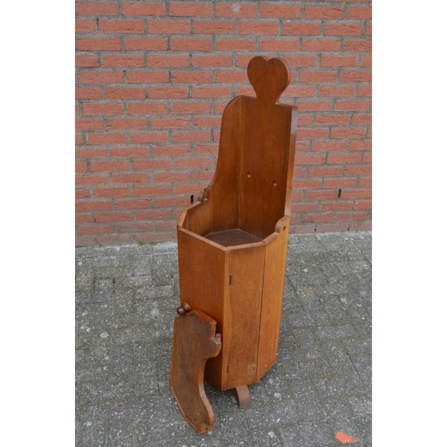Antieke massief eiken kinderstoel met opbergruimte-4