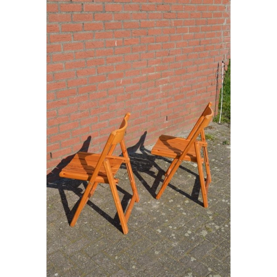Set van 2 inklapbare grenenhouten stoelen-2