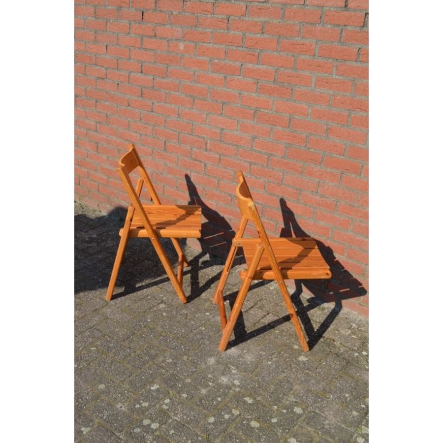 Set van 2 inklapbare grenenhouten stoelen-3