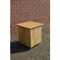 thumb-Massief houten blok bijzettafeltje op wieltjes-2