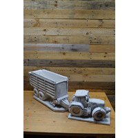 thumb-Betonnen set met trekker en opraapwagen – decoratief en als bloembak te gebruiken-1