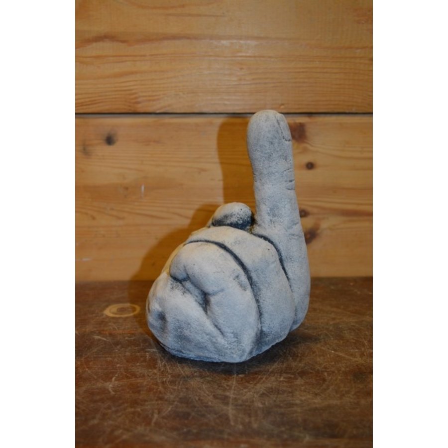 Betonnen beeld van een opgestoken middelvinger – ludiek cadeau of tuindecoratie-3