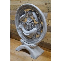 thumb-Betonnen beeld van koiwiel met moeder en twee jongen op bloemenachtergrond-2