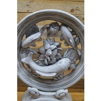 thumb-Betonnen beeld van koiwiel met moeder en twee jongen op bloemenachtergrond-4