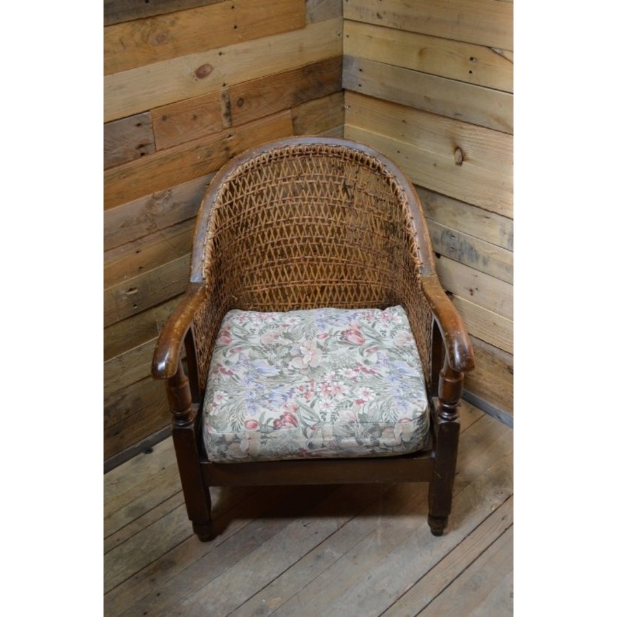 Antieke dames fauteuil met bamboe details-2