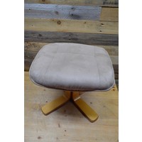 thumb-Grijze hocker met houten onderstel-2