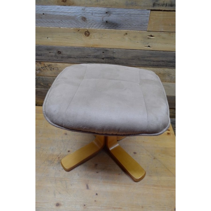 Grijze hocker met houten onderstel-2