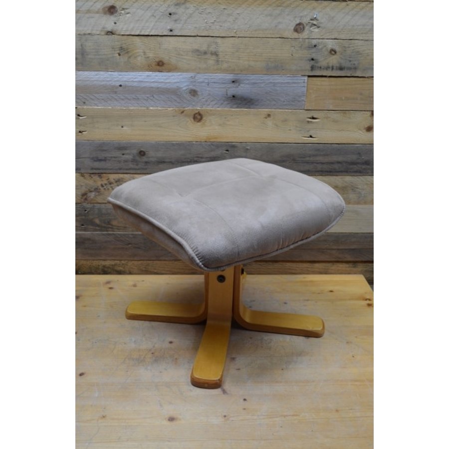 Grijze hocker met houten onderstel-4