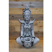 thumb-Betonnen Shiva Boeddha in kleermakerszit met pot – tuinbeeld voor sfeer en decoratie-1