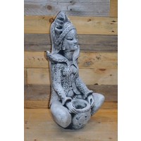 thumb-Betonnen Shiva Boeddha in kleermakerszit met pot – tuinbeeld voor sfeer en decoratie-2